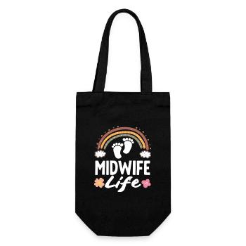 Midwife Life Rainbow Feet - Gift Bag for Bottles - black - Front