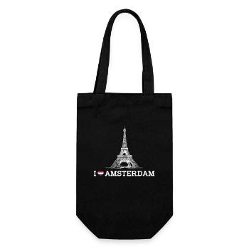 Ich liebe Eiffelturm Amsterdam Liebhaber Herz Flagge Wortspiel - Geschenkbeutel für Flaschen - Schwarz - Vorne