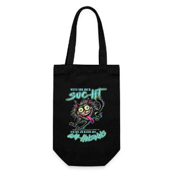 Crazy Katze am Rande des Wahnsinns Comic Stil - Geschenkbeutel für Flaschen - Schwarz - Vorne