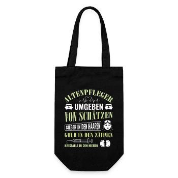 Altenpfleger Geschenk Altenpflege Pflegefachkraft - Geschenkbeutel für Flaschen - Schwarz - Vorne