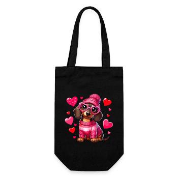 Saint-Valentin Teckel Chien En Amour Coeur Mignon - Sac à bouteille - noir - Devant