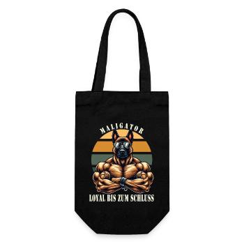Maligator Loyal bis zum Schluss muskulöser Malinoi - Geschenkbeutel für Flaschen - Schwarz - Vorne