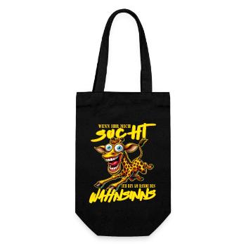 Crazy Giraffe on the Edge of Madness Comic Style - Gift Bag for Bottles - black - Front