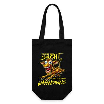 Crazy Giraffe on the Edge of Madness Comic Style - Gift Bag for Bottles - black - Front