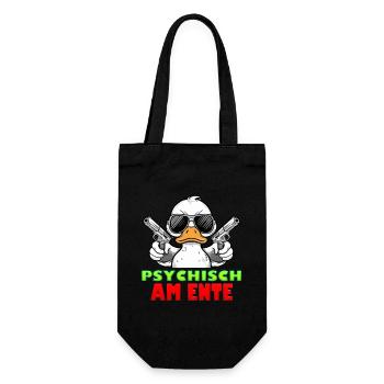 Entenkostüm PSYCHISCH AM ENTE Lustiges Karenval - Geschenkbeutel für Flaschen - Schwarz - Vorne