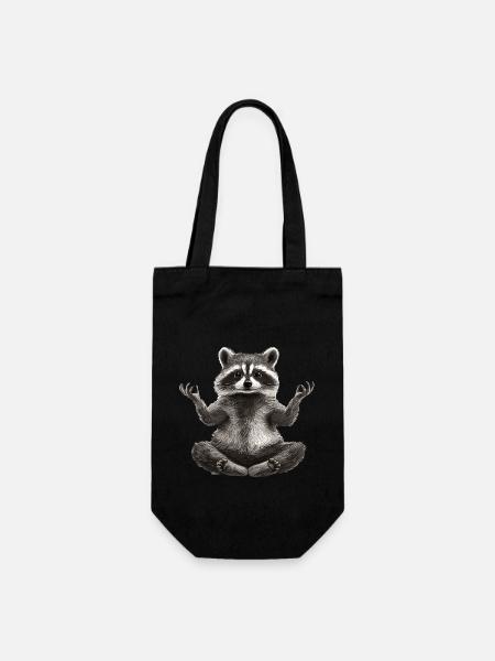 Waschbär - Geschenkbeutel für Flaschen - Schwarz