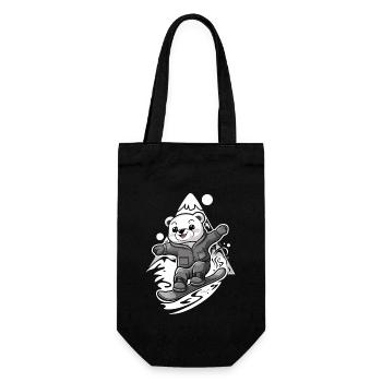 Snowboarding bear in the mountains - Gift Bag for Bottles - black - Front
