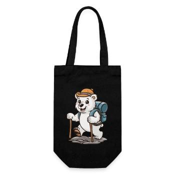 Hiking Adventure Polar Bear with Backpack - Gift Bag for Bottles - black - Front