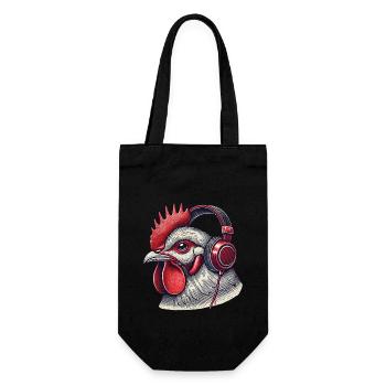 Musik Streetwear Outfit Huhn Mit Kopfhörern - Geschenkbeutel für Flaschen - Schwarz - Vorne