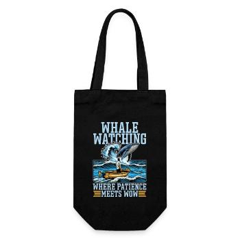 Whale Watching Where Patience Meets Marine Animal - Gift Bag for Bottles - black - Front