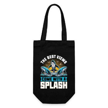 Whale Watching The Best Views Come With Sea Lover - Gift Bag for Bottles - black - Front