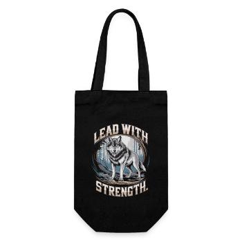 Lead with Strength Powerful Wolf Leadership Quote - Geschenkbeutel für Flaschen - Schwarz - Vorne