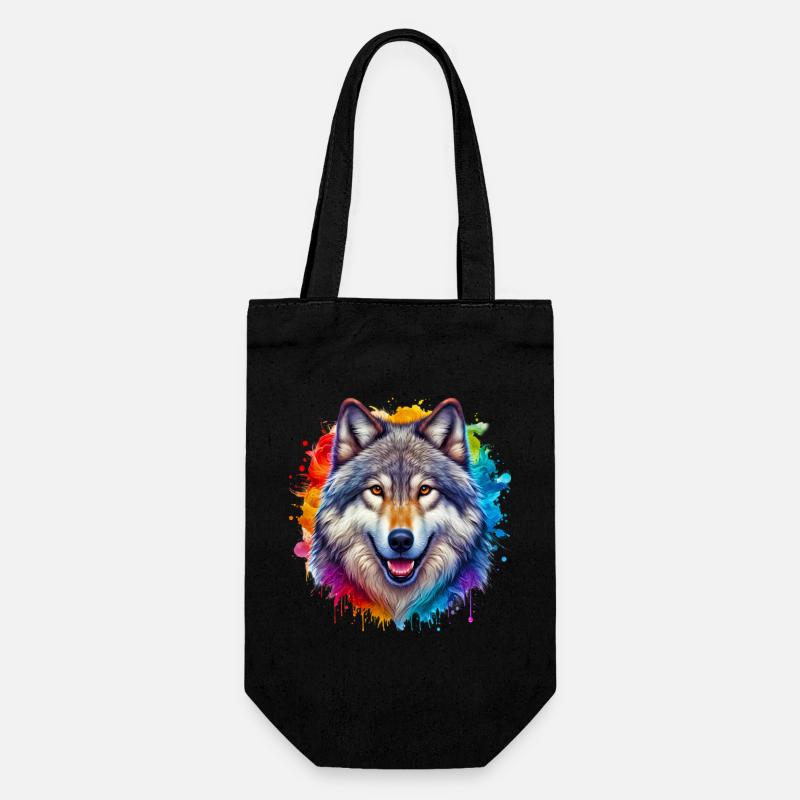 Wolf - Geschenkbeutel für Flaschen - Schwarz