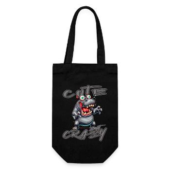 Cute but Crazy Nilpferd Comic Stil lustiges Motiv - Geschenkbeutel für Flaschen - Schwarz - Vorne