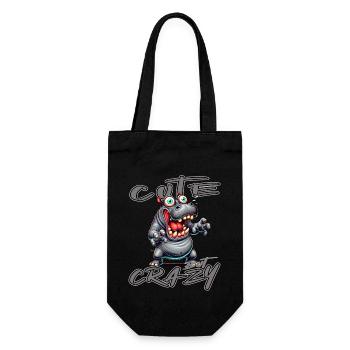 Cute but Crazy Nilpferd Comic Stil lustiges Motiv - Geschenkbeutel für Flaschen - Schwarz - Vorne