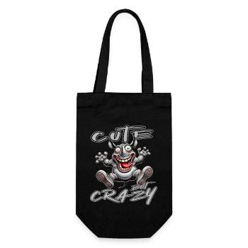 Mignon mais fou rhino style bande dessinée Motif drôle - Sac à bouteille - noir - Devant