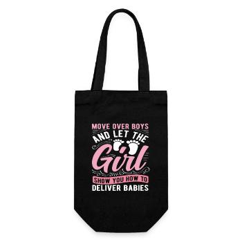 Midwife girl shows how to deliver babies - Gift Bag for Bottles - black - Front