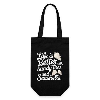 Shell collectors collect marine treasures on the beach - Gift Bag for Bottles - black - Front