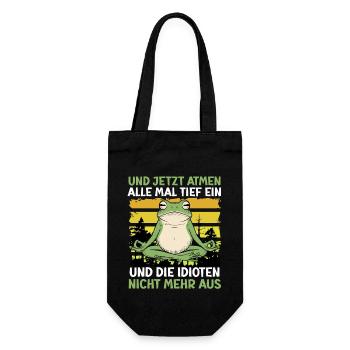Froschkostüm TIEF EINATMEN UND IDIOTEN NICHT AUS - Geschenkbeutel für Flaschen - Schwarz - Vorne