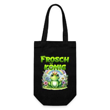 FROSCHKÖNIG Lustiges Karneval Frosch Kostüm - Geschenkbeutel für Flaschen - Schwarz - Vorne