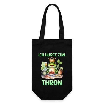 Froschkostüm ICH HÜPFE ZUM THRON Lustiges - Geschenkbeutel für Flaschen - Schwarz - Vorne