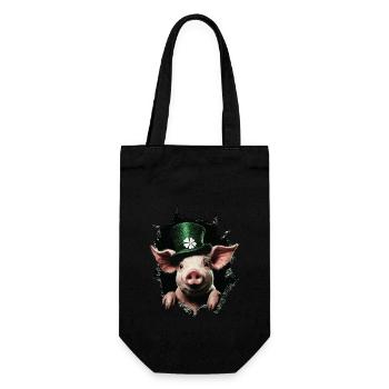 St. Patrick's Day Schwein - Geschenkbeutel für Flaschen - Schwarz - Vorne