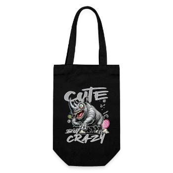 Mignon mais fou rhino style bande dessinée Motif drôle - Sac à bouteille - noir - Devant