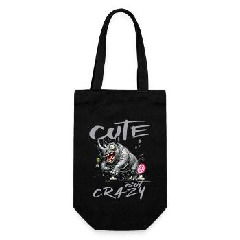 Motif drôle de bande dessinée de rhinocéros mignon mais fou - Sac à bouteille - noir - Devant