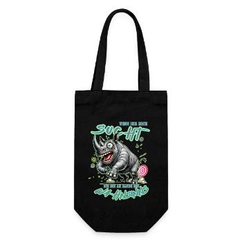 Crazy Rhino on the Edge of Madness Comic Style - Gift Bag for Bottles - black - Front