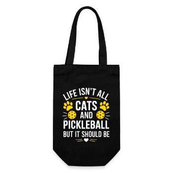 Pickleball Saying Cat Funny Pickleball Gift - Gift Bag for Bottles - black - Front