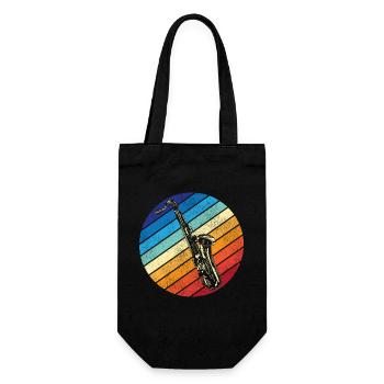 Saxophone Rétro Vintage - Sac à bouteille - noir - Devant