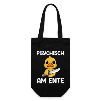 Faschings Party PSYCHISCH AM ENTE Lustiges - Geschenkbeutel für Flaschen - Schwarz - Vorne