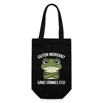 Froschkostüm GUTEN MORGEN? GANZ DÜNNES EIS! - Geschenkbeutel für Flaschen - Schwarz - Vorne