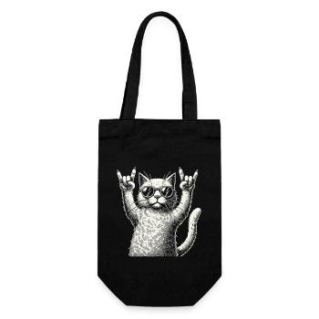 Rock Musik Katze Konzert Festival Design - Geschenkbeutel für Flaschen - Schwarz - Vorne