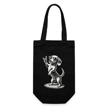 Lustige Heavy Metal Hund Festival Retro Dackel - Geschenkbeutel für Flaschen - Schwarz - Vorne