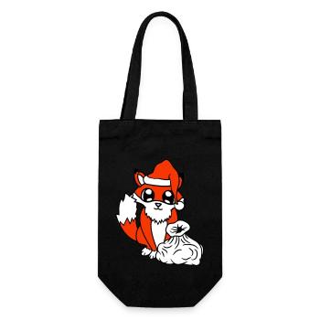 Fuchs Rotfuchs Weihnachtsmann Weihnachten Geschenk - Geschenkbeutel für Flaschen - Schwarz - Vorne