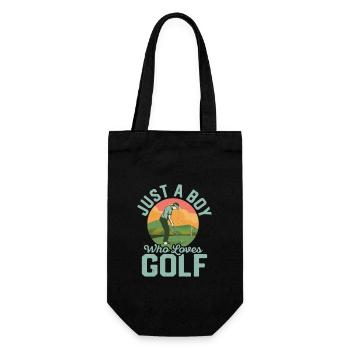 Just A Boy Who Loves Golf Hobby Golfer - Geschenkbeutel für Flaschen - Schwarz - Vorne