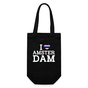 J’aime Amsterdam Thaïlande drapeau coeur jeu de mots - Sac à bouteille - noir - Devant