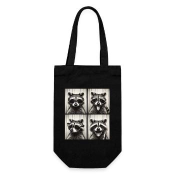 Photo booth raccoon with sunglasses - Gift Bag for Bottles - black - Front