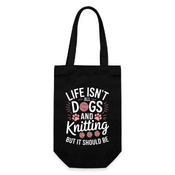 Knitting Saying Dogs Funny Knitting Gift - Gift Bag for Bottles - black - Front