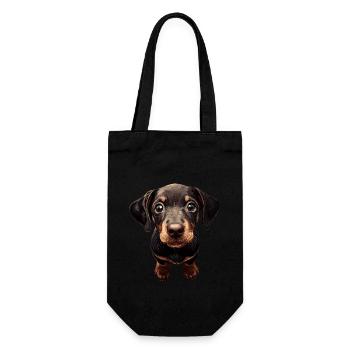 Dobermann - Geschenkbeutel für Flaschen - Schwarz - Vorne