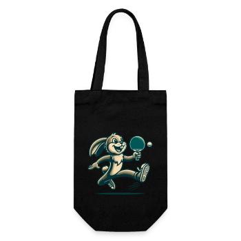 Lapin de tennis de table de dessin animé rétro - Sac à bouteille - noir - Devant