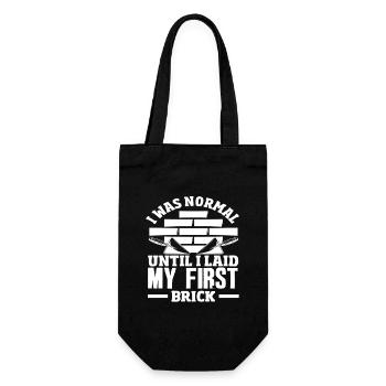 Bricklayer I was normal until I got my first stone - Gift Bag for Bottles - black - Front