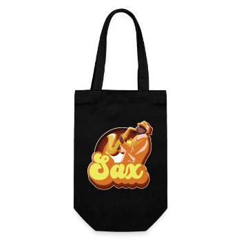 Saxophone Retro Vintage 70s Sax - Geschenkbeutel für Flaschen - Schwarz - Vorne