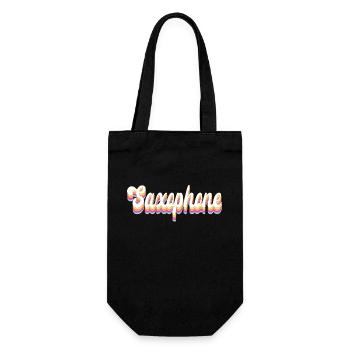Saxophone Retro Vintage 80s 90s - Geschenkbeutel für Flaschen - Schwarz - Vorne