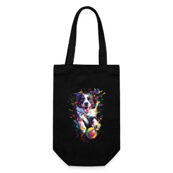 Border Collie - Geschenkbeutel für Flaschen - Schwarz - Vorne