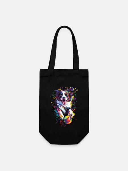Border Collie - Geschenkbeutel für Flaschen - Schwarz