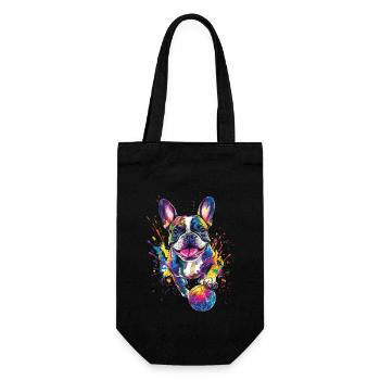 Französische Bulldogge - Geschenkbeutel für Flaschen - Schwarz - Vorne
