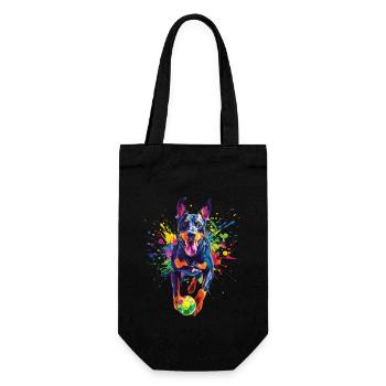 Dobermann - Geschenkbeutel für Flaschen - Schwarz - Vorne