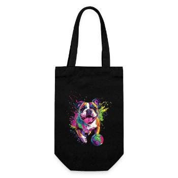 Bulldogge - Geschenkbeutel für Flaschen - Schwarz - Vorne